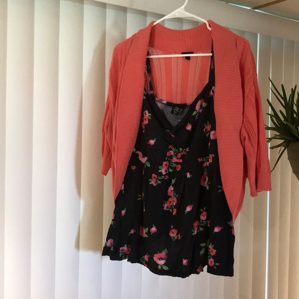 Torrid half cardigan sz 2 l/babydoll tank sz 3